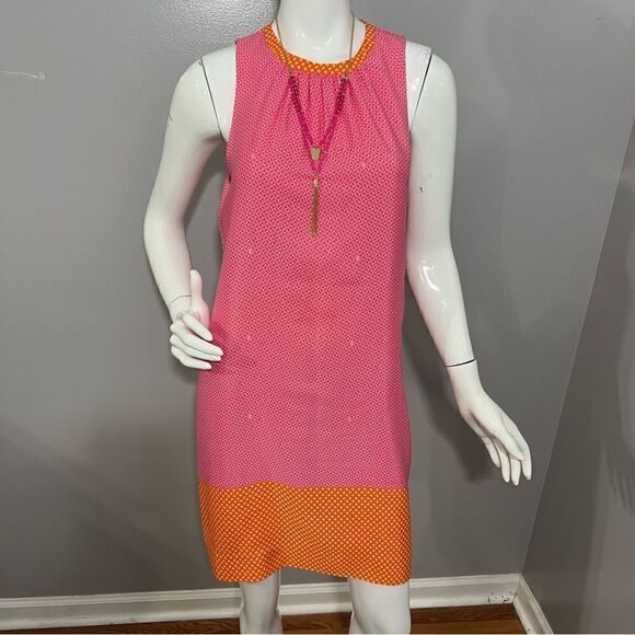 ‎Juicy Couture Pink/Orange Sleeveless Tie Neck Shift Dress -- 10 - Picture 2 of 11
